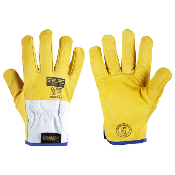 Guante cuero Driver Amarillo, Steelpro