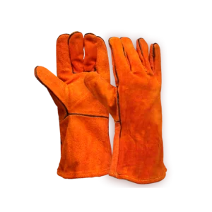 Guante cuero soldador naranjo, Steelpro