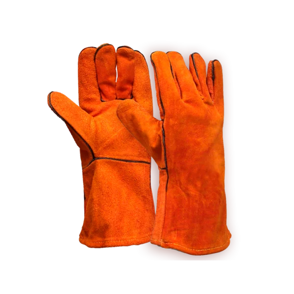 Guante cuero soldador naranjo, Steelpro