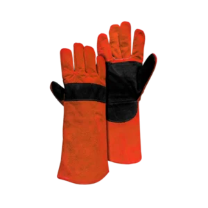 Guante cuero soldador naranjo negro, Steelpro