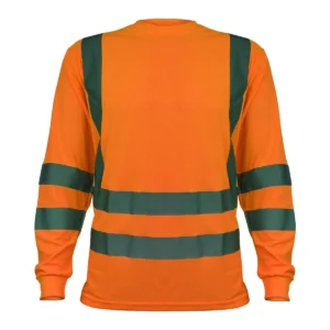 Polera Activex Polo Dry Fit Naranja Fluor Con Reflectante Manga Larga UV